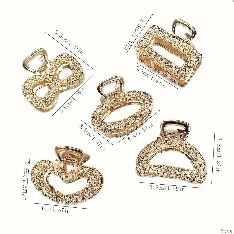 Pavé Crystal Geometric Hair Clip Set - Gold