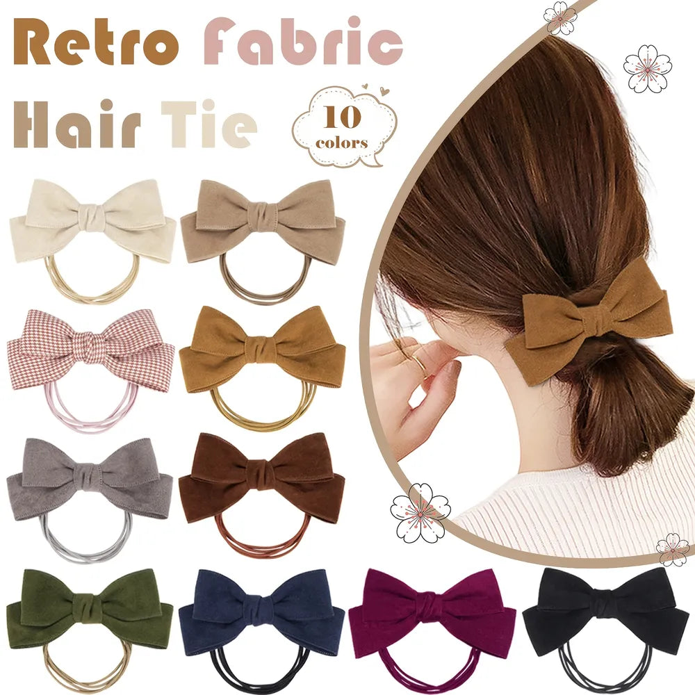 Multi-Loop Bow Hair Tie Set with Headband - Polychrome