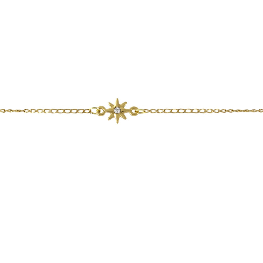 Pulsera Estrella con Circonitas Chapada en Oro Real 24K Hecha a Mano