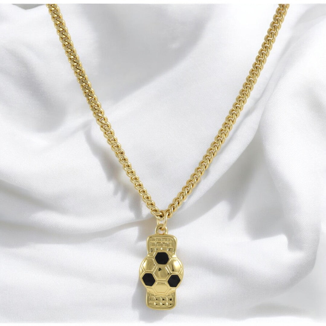 Soccer Ball Pendant Men's Necklace Gold Plated 24K