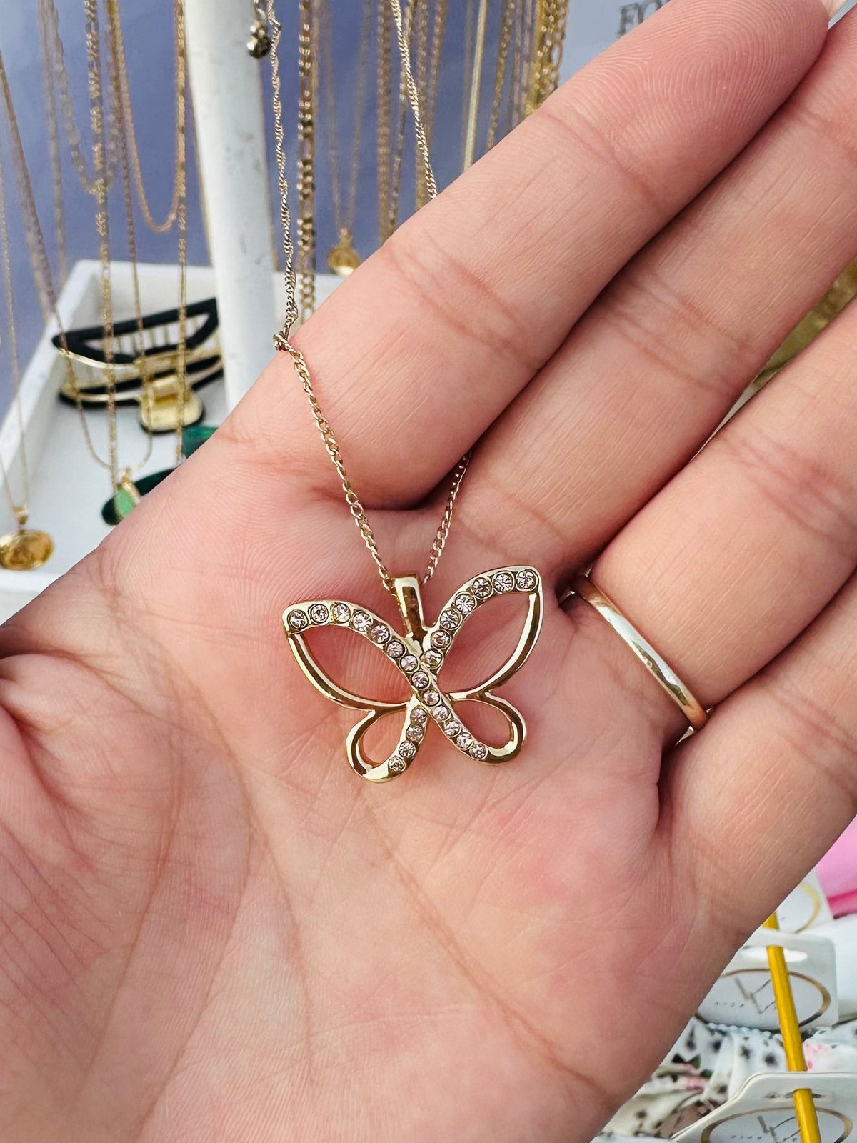 Butterfly Necklace Gold Plated 24K