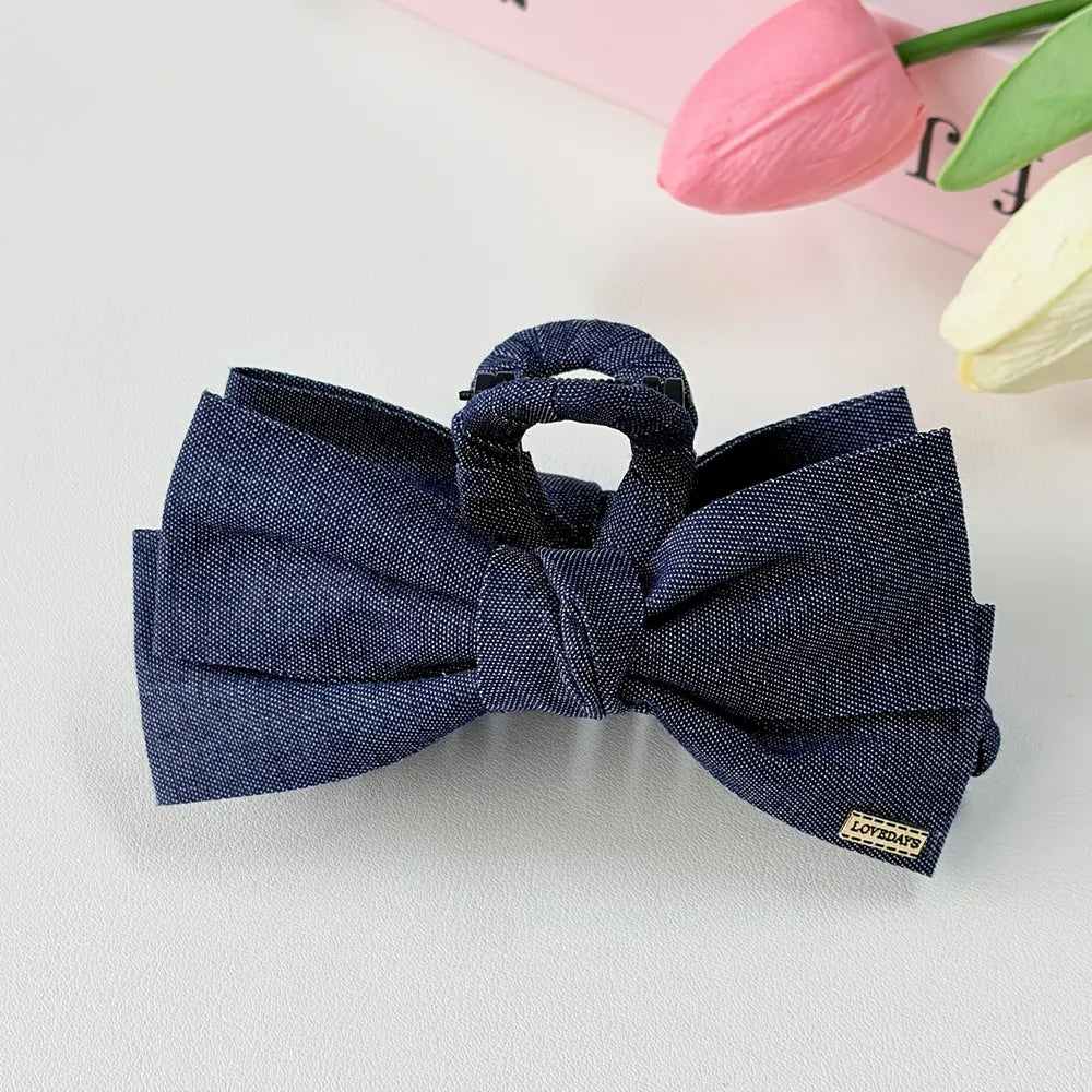 Bowknot Hair Claw Clip - Dark - Dark