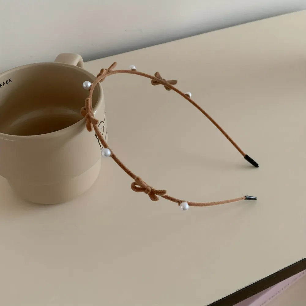 Zinc Alloy Bow Headband - Coffee