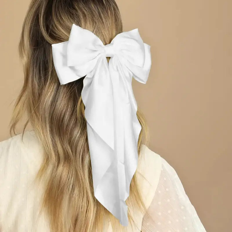 Pinza para el pelo con lazo grande y serpentina larga con forma de pico de pato, accesorio elegante y dulce para el pelo 