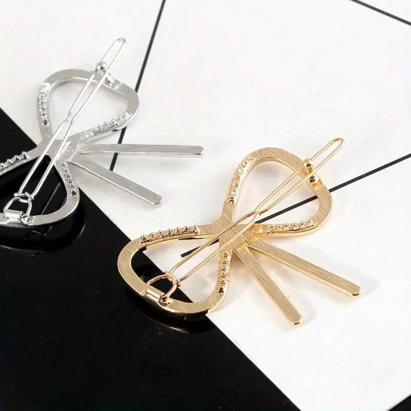 Gold Bow-Shaped Hair Clip