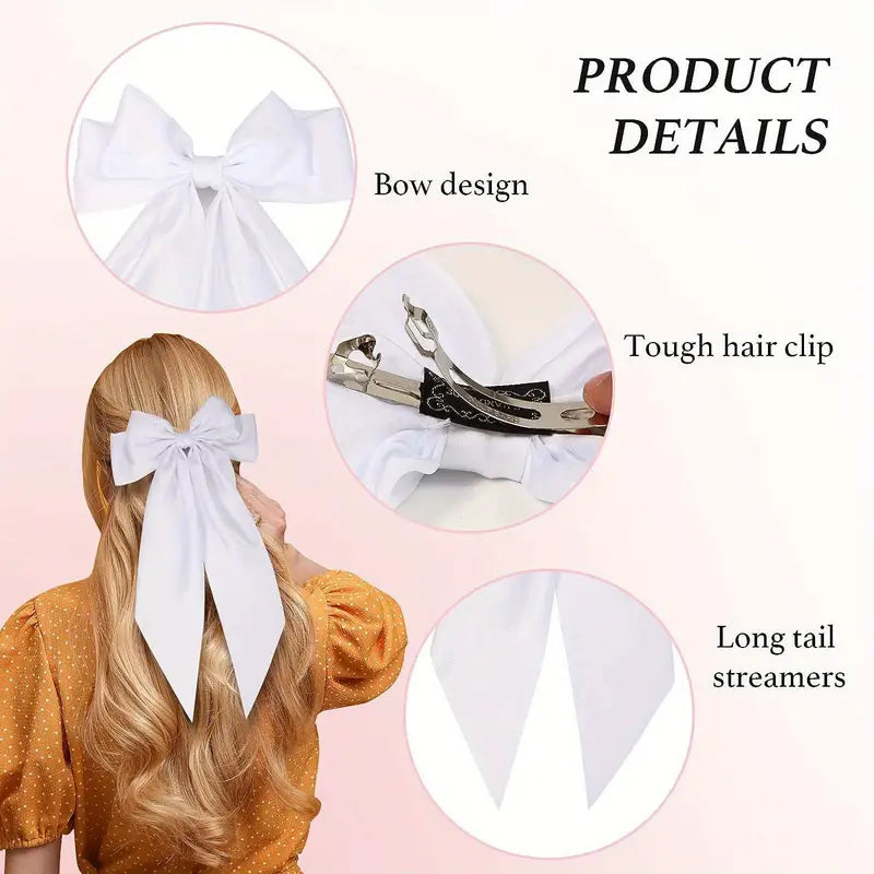 Pinza para el pelo con lazo grande y serpentina larga con forma de pico de pato, accesorio elegante y dulce para el pelo 