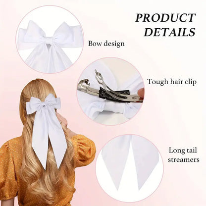 Pinza para el pelo con lazo grande y serpentina larga con forma de pico de pato, accesorio elegante y dulce para el pelo 