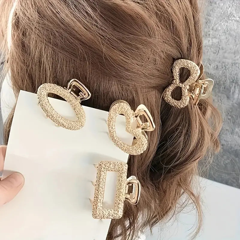 Pavé Crystal Geometric Hair Clip Set - Gold
