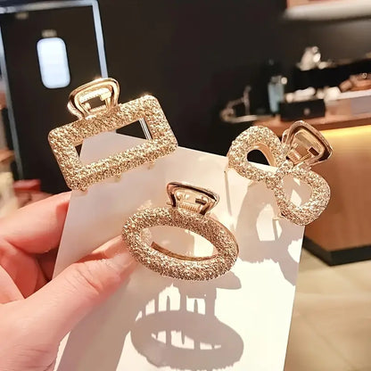 Pavé Crystal Geometric Hair Clip Set - Gold