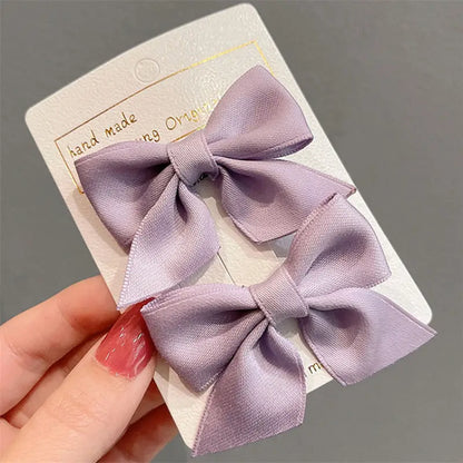 Pair Mini Fabric Ribbon Bow Hair Clips