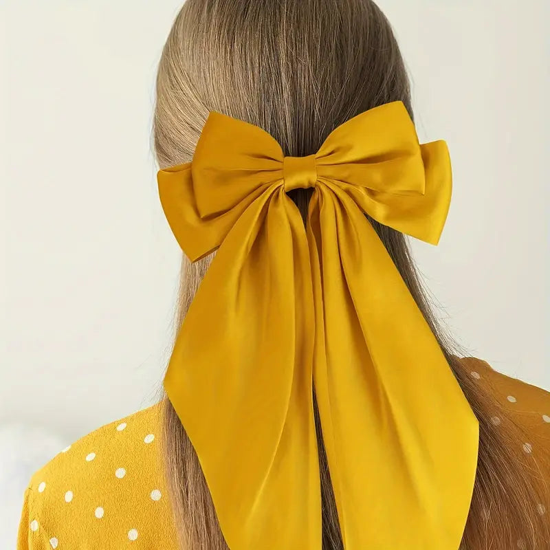 Pinza para el pelo con lazo grande y serpentina larga con forma de pico de pato, accesorio elegante y dulce para el pelo 