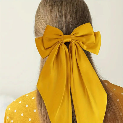 Pinza para el pelo con lazo grande y serpentina larga con forma de pico de pato, accesorio elegante y dulce para el pelo 