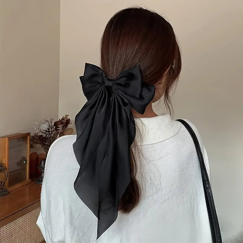 Pinza para el pelo con lazo grande y serpentina larga con forma de pico de pato, accesorio elegante y dulce para el pelo 