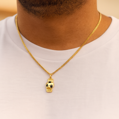 Soccer Ball Pendant Men's Necklace Gold Plated 24K