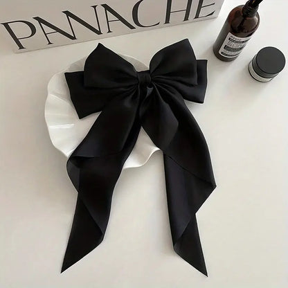 Pinza para el pelo con lazo grande y serpentina larga con forma de pico de pato, accesorio elegante y dulce para el pelo 