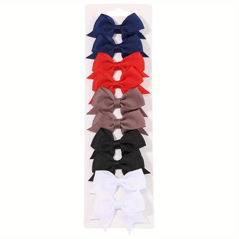 Pair Mini Cloth Ruffle Ribbon Bow Hair Clips
