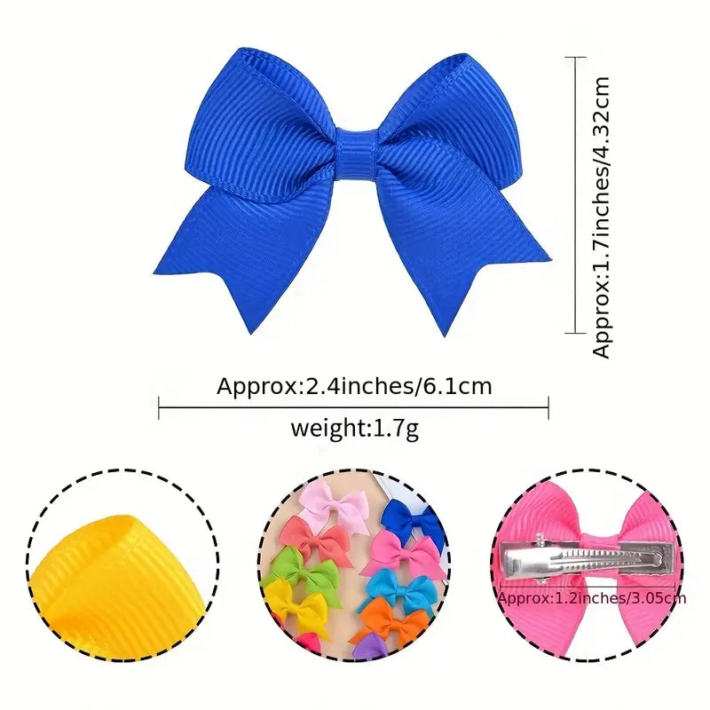 Pair Mini Cloth Ruffle Ribbon Bow Hair Clips