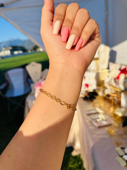 Pulsera Ovales Mujer Chapada en Oro 24K