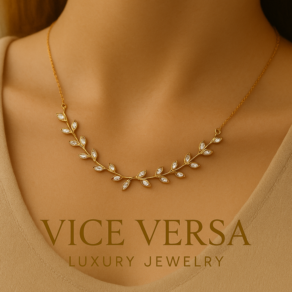 Flower Station Charm Necklace Gold Plated 24K