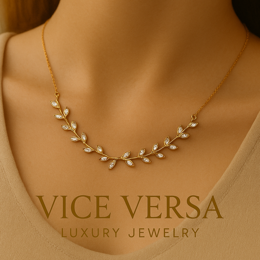 Flower Station Charm Necklace Gold Plated 24K