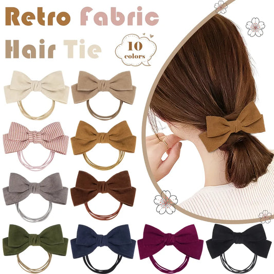 Multi-Loop Bow Hair Tie Set with Headband - Polychrome
