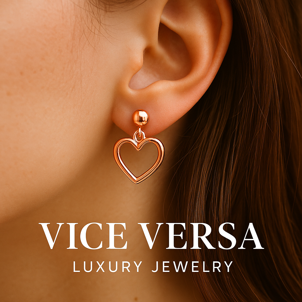 Heart Earrings Rose Gold Plated