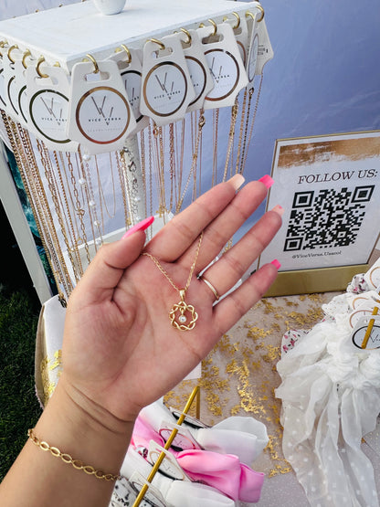 Flower Necklace Real Gold Plated