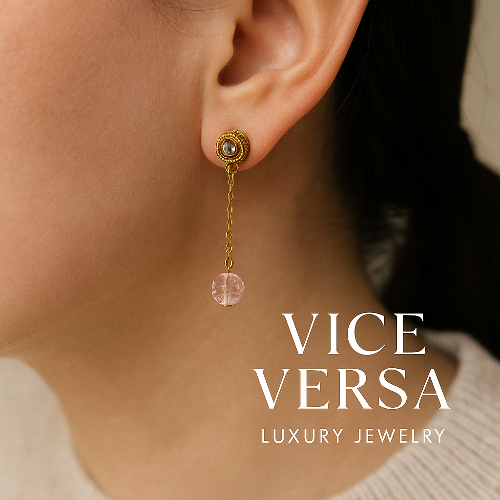 Pink Dangle Gold plated Earrings
