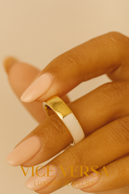White Zircon & Gold Cocktail Ring Gold Plated 24K
