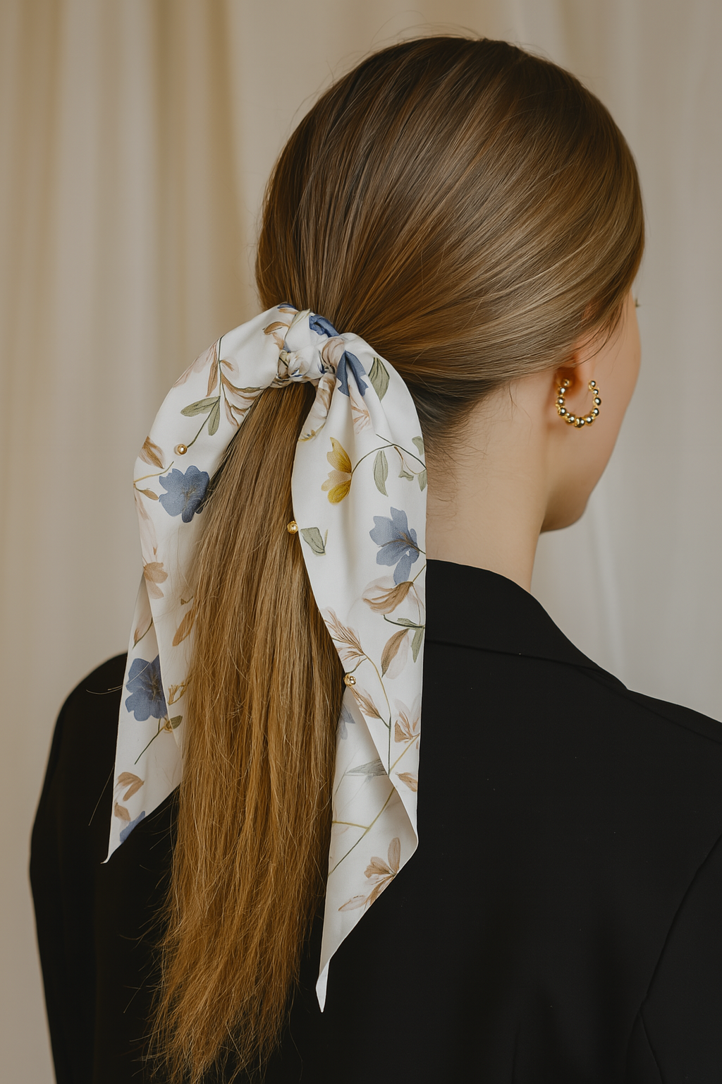 Satin Knotted Bow Hair Tie Scarf Scrunchies