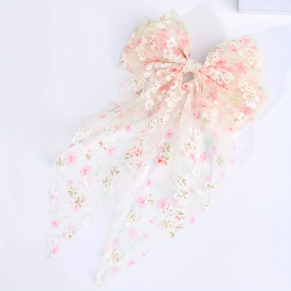 Floral Bow Hair Clips - Multicolor, Girls - Multicolor
