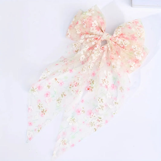 Floral Bow Hair Clips - Multicolor, Girls - Multicolor