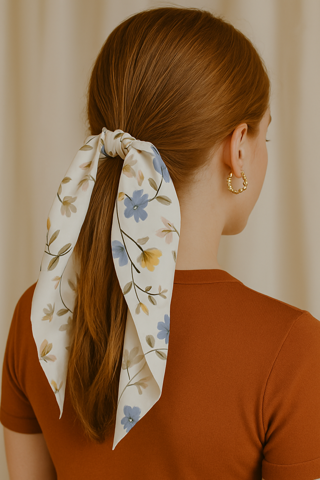 Satin Knotted Bow Hair Tie Scarf Scrunchies