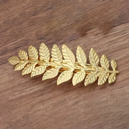 Leaf Shape Hair Clip - Gold - Gold