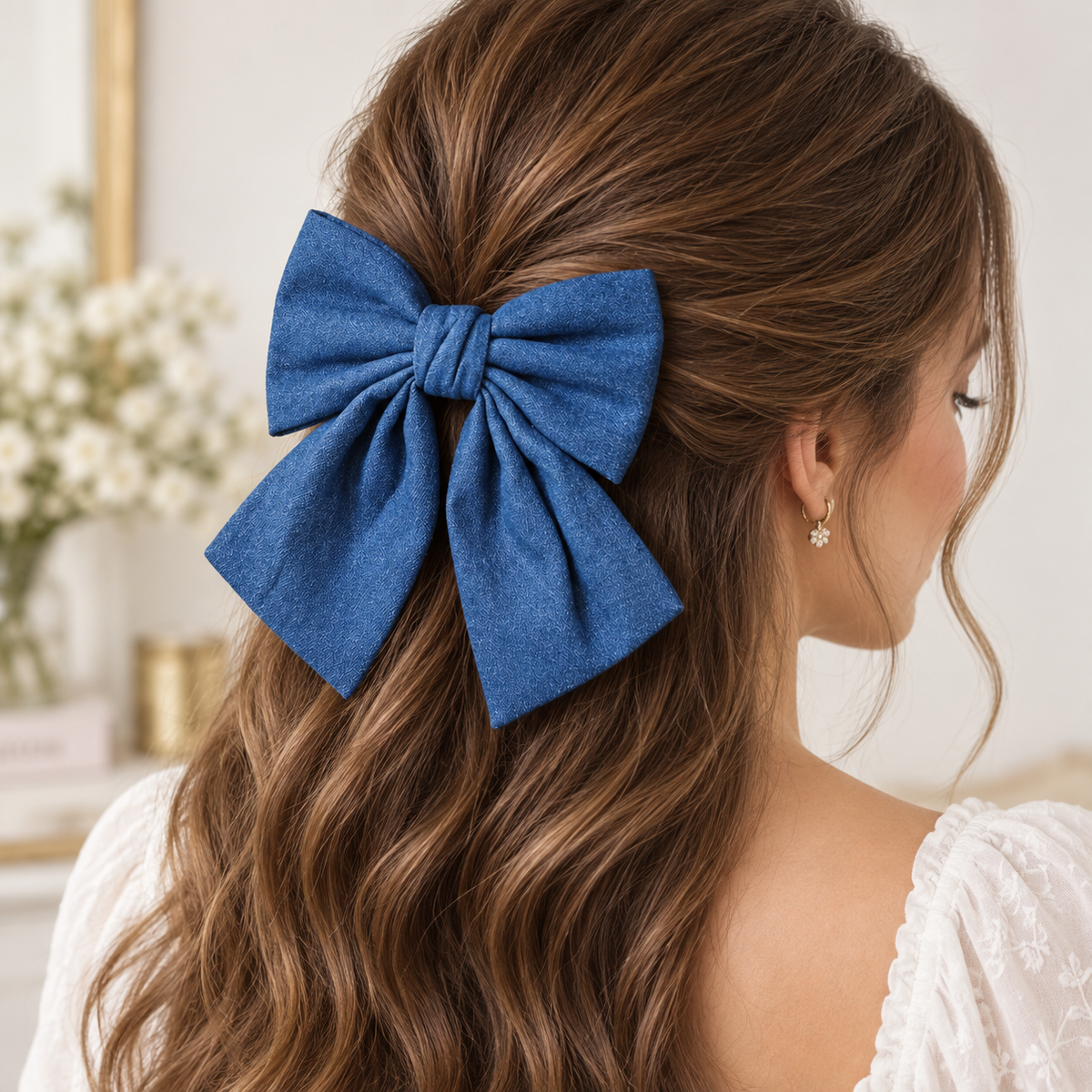 Denim Hair Bow
