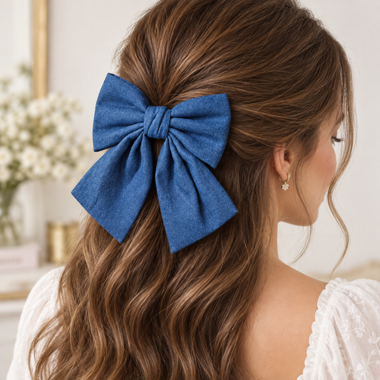 Denim Hair Bow