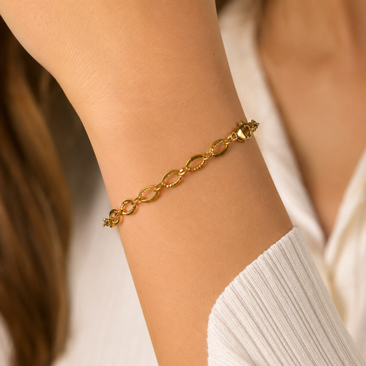 Ovals Women Bracelet Gold Plated 24K