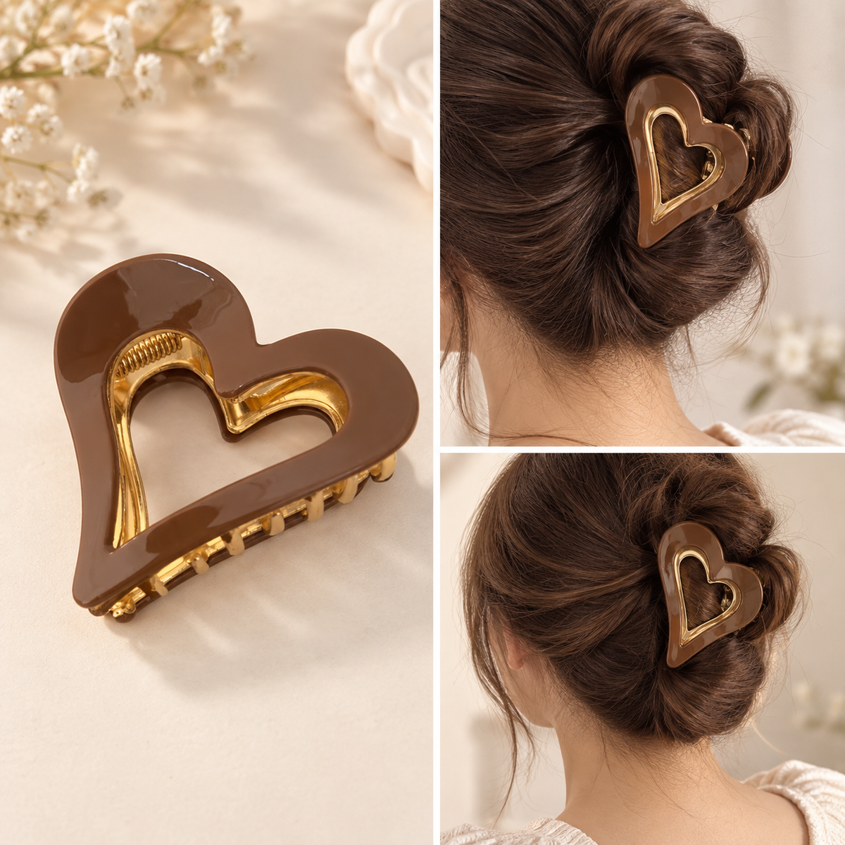 Elegant Heart Hair Claw Clip