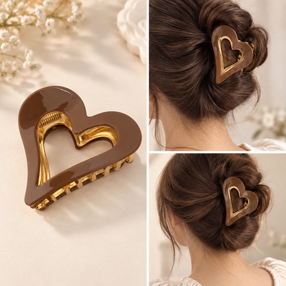 Elegant Heart Hair Claw Clip
