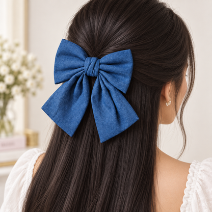 Denim Hair Bow