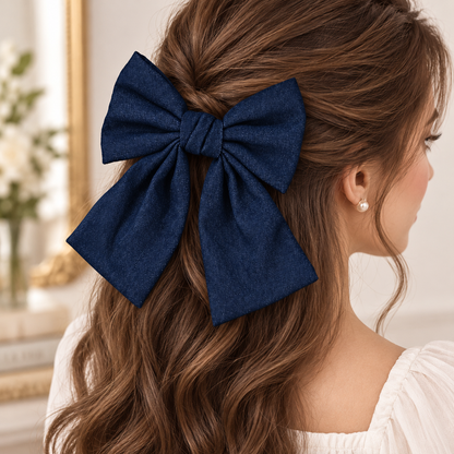 Denim Hair Bow