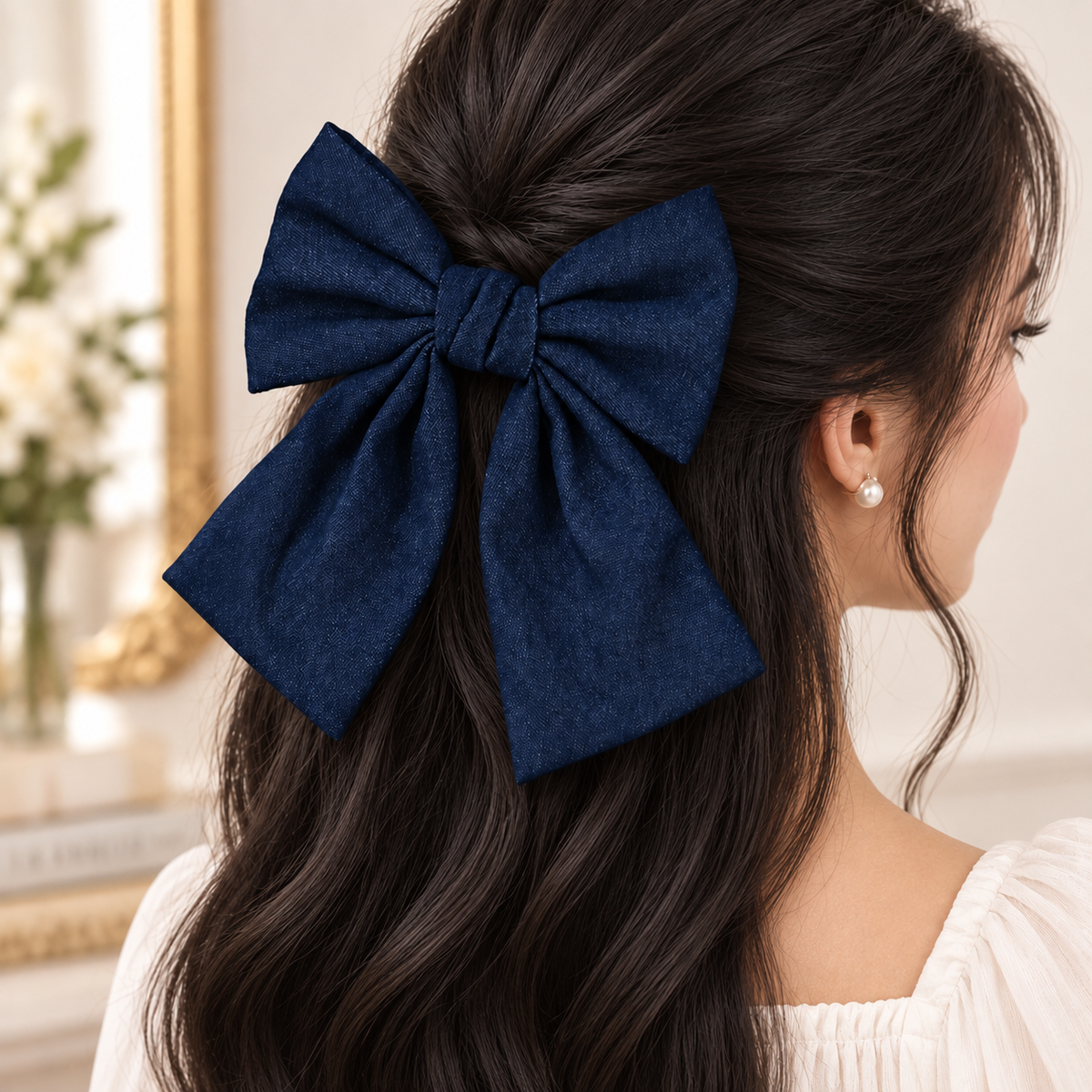 Denim Hair Bow