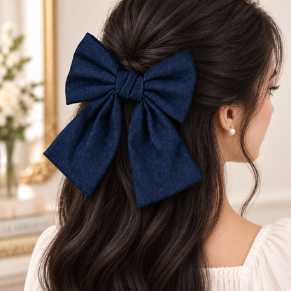 Denim Hair Bow