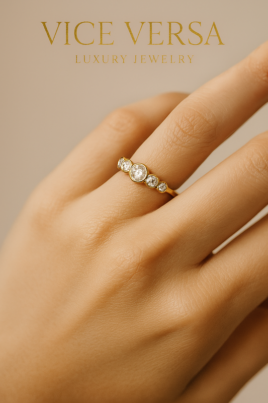 Solitaire Zircon Ring Gold Plated 24K