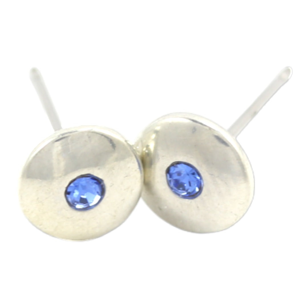 PENDIENTES PLATA BAÑADOS CIRCONITA AZUL PEQUEÑA