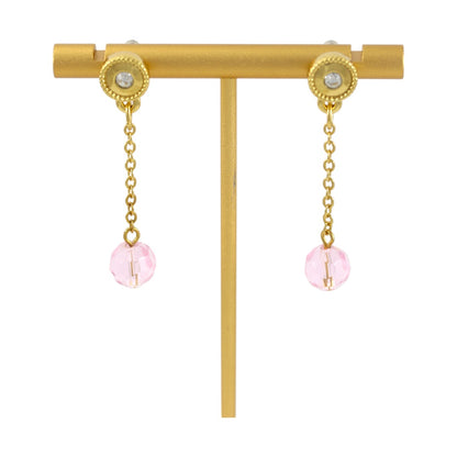 Pink Dangle Gold plated Earrings