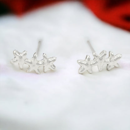 SILVER PLATED EARRINGS 3 STARS
