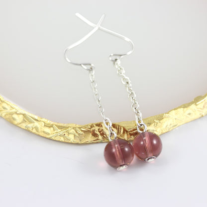 Light Brown Drop Earrings Silver Plated