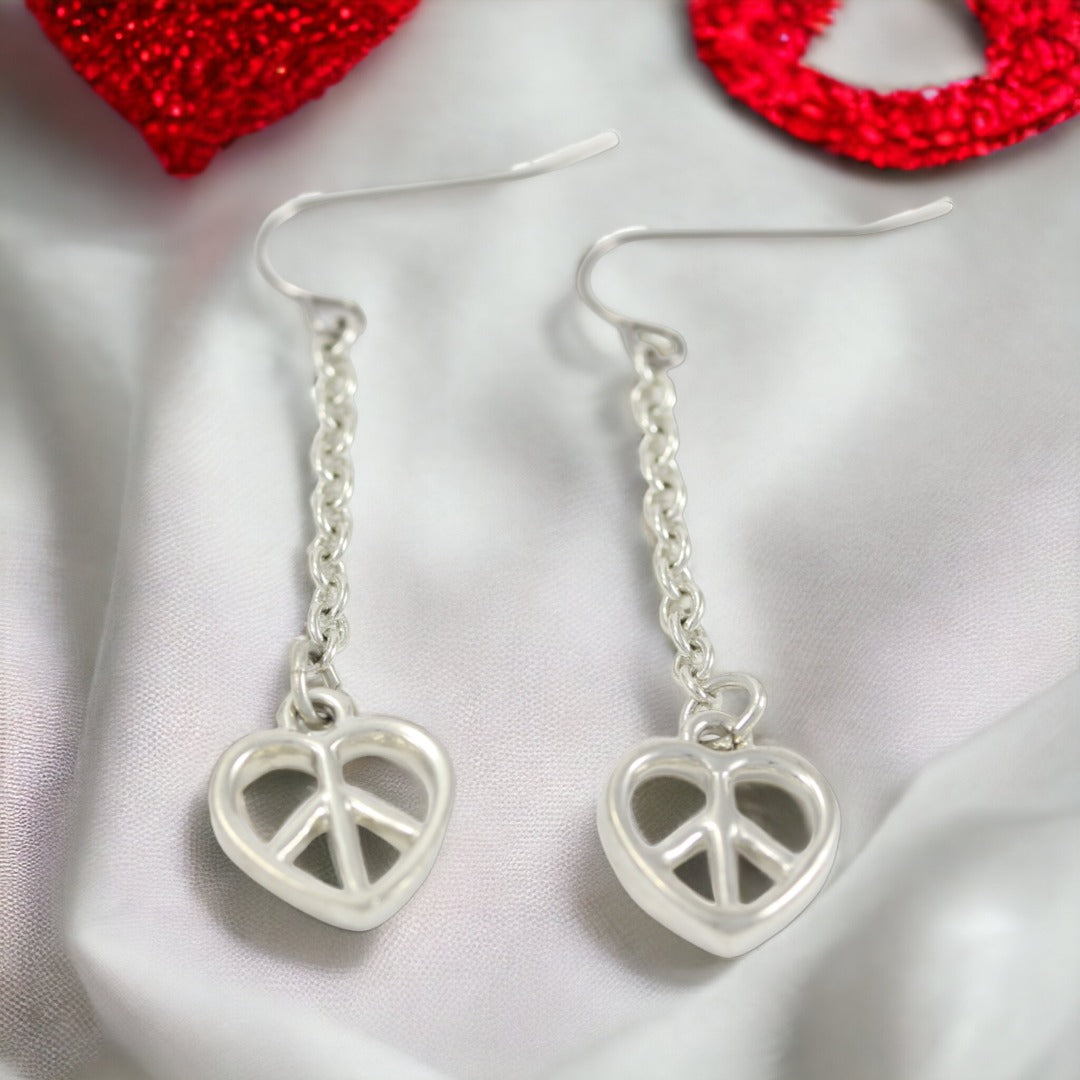 Pendientes colgantes de corazón bañados en plata