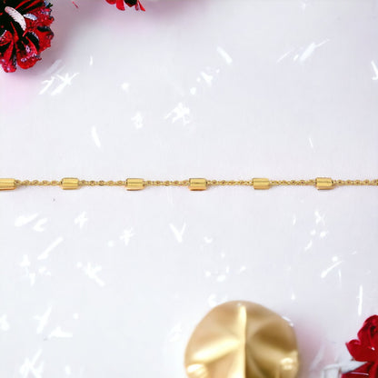 Pulsera elegante para mujer con rectángulos bañada en oro de 24 quilates